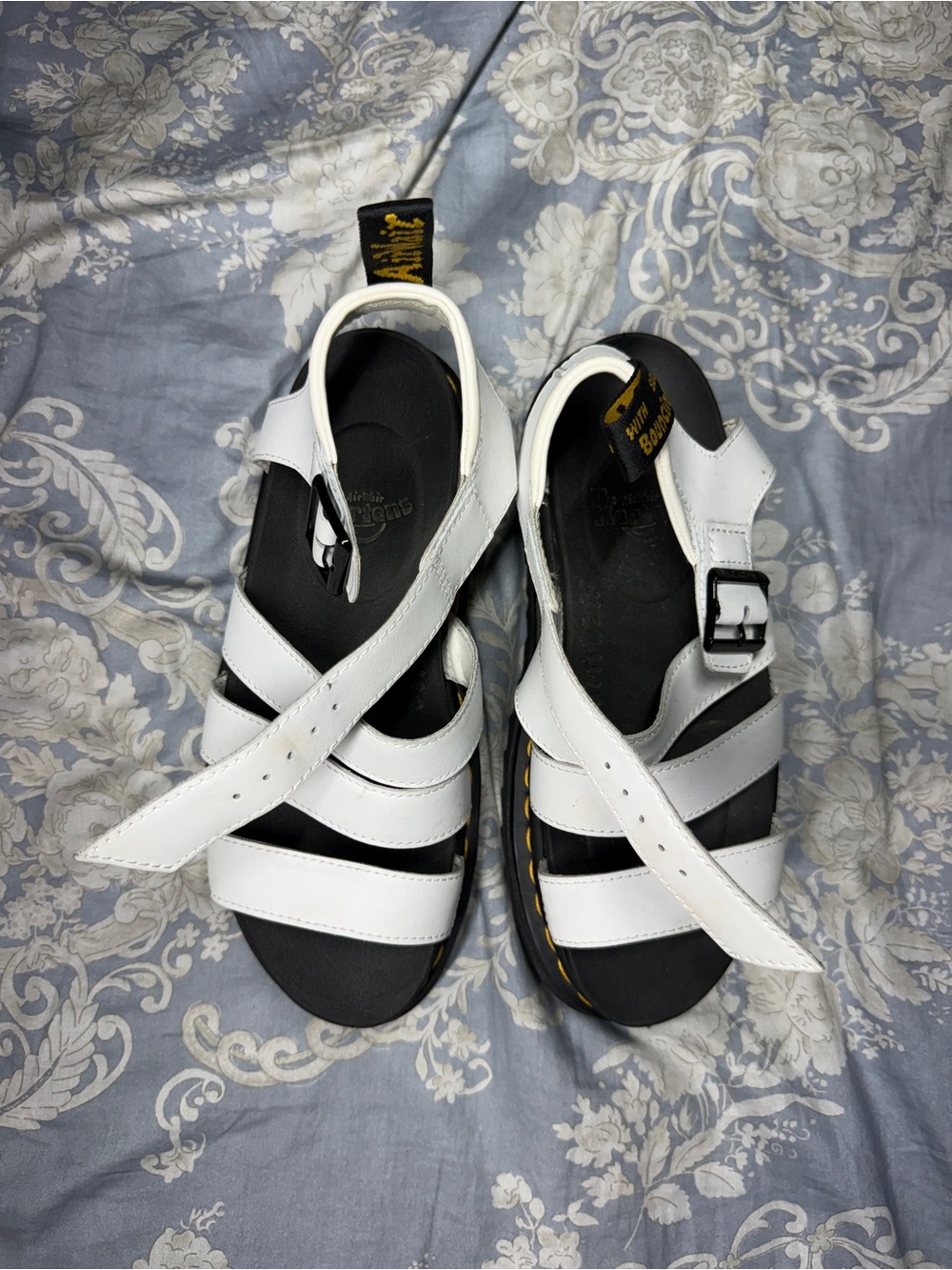Dr. Martens White Leather Strappy Platform Sandals